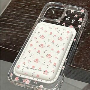 Iphone 16 pro Floral Clear Phone Case with Card Holder